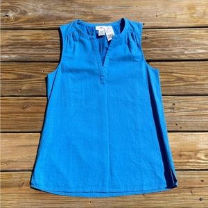 Vineyard Vines Blue Linen Notch Neck Top
